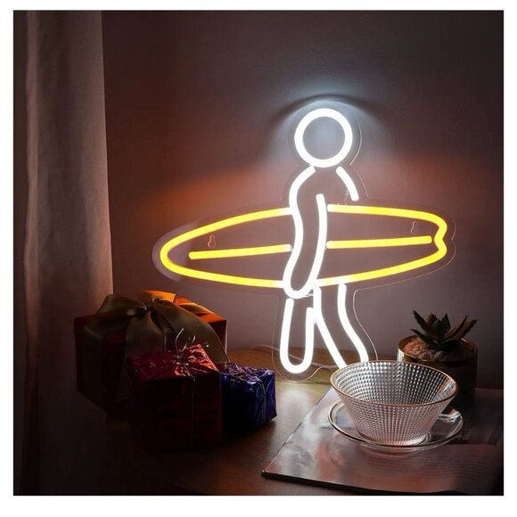 Unbranded Other - Surfing Neon Sign Surfer Neon Light Surfboard LED Sign for Wall Decor Orange